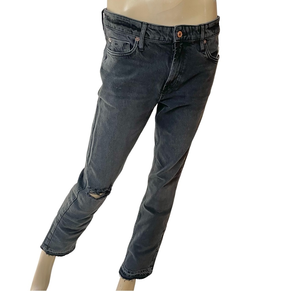 Free People- distressed washed black straight leg boyfriend jeans - 28